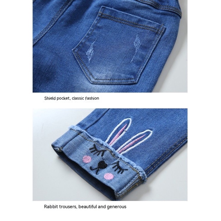 Quần Jeans Dài Thời Trang Xuân Thu Cho Bé Gái