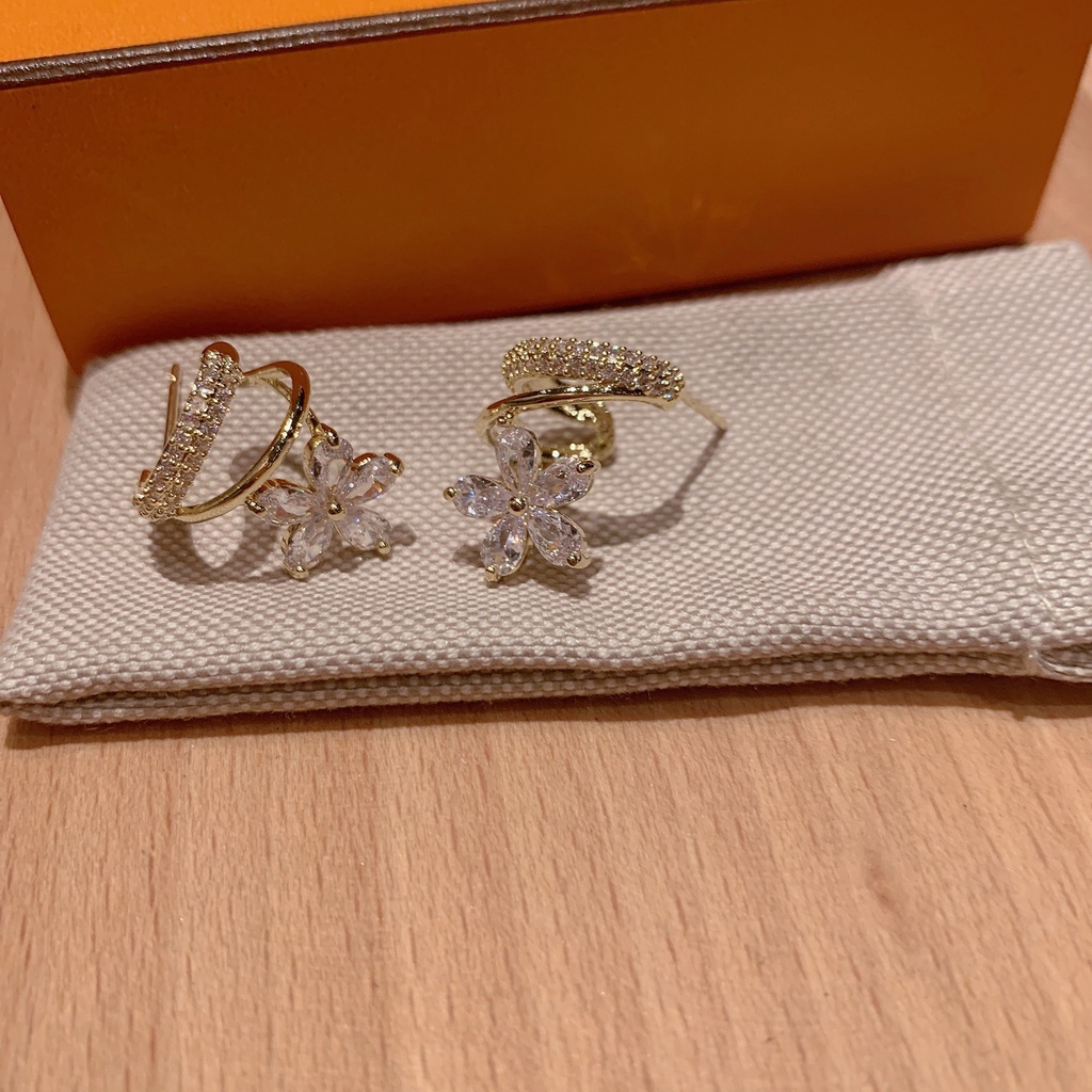 Bông Tai Mạ Bạc 925 Đính Đá Hình Hoa Xinh Xắn 2022