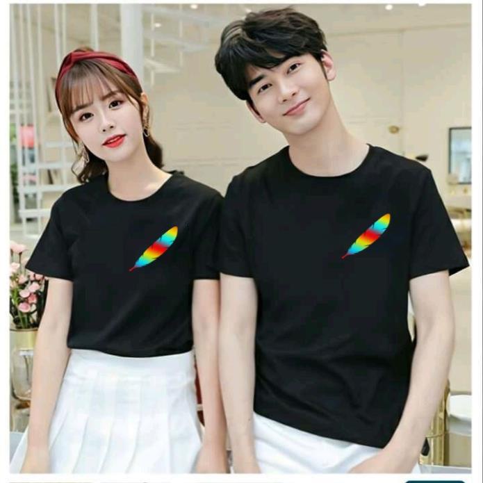 FreeShip Đơn 50K ⚡️Siêu Phẩm⚡️ Áo phông unisex nam nữ 7 màu đổi sắc hình lông chim form rộng vải dày mịn