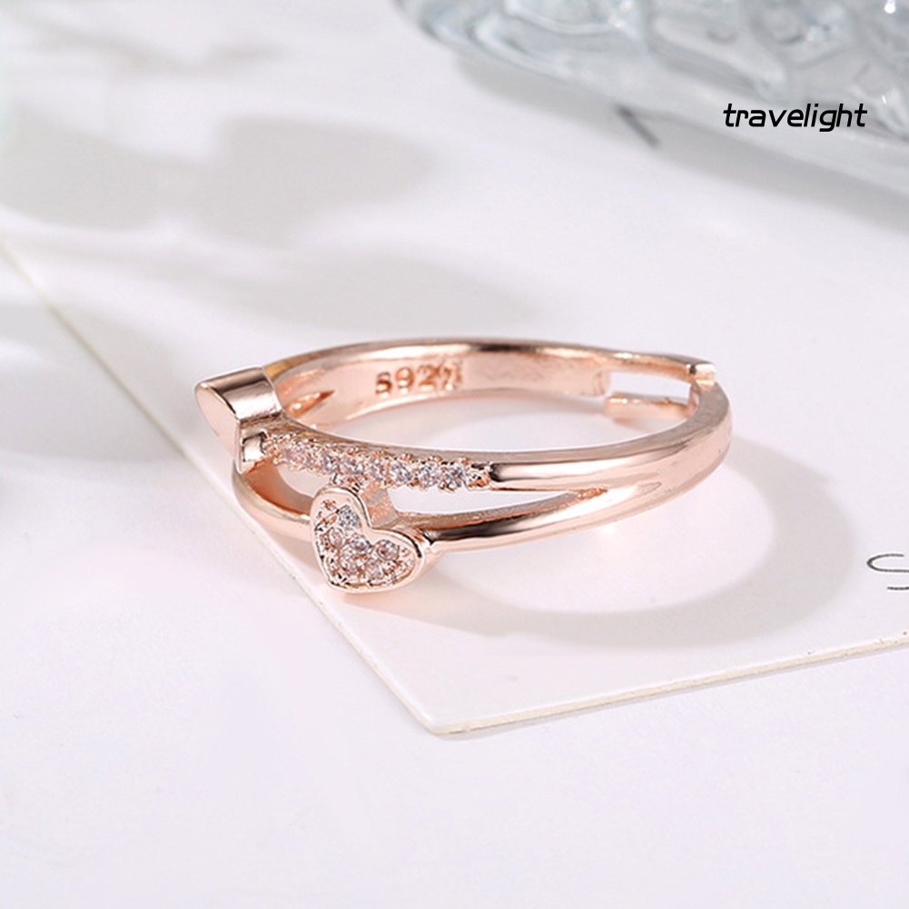 Nhẫn Hở Đính Đá Hình Trái Tim Thời Trang Cho Nữ