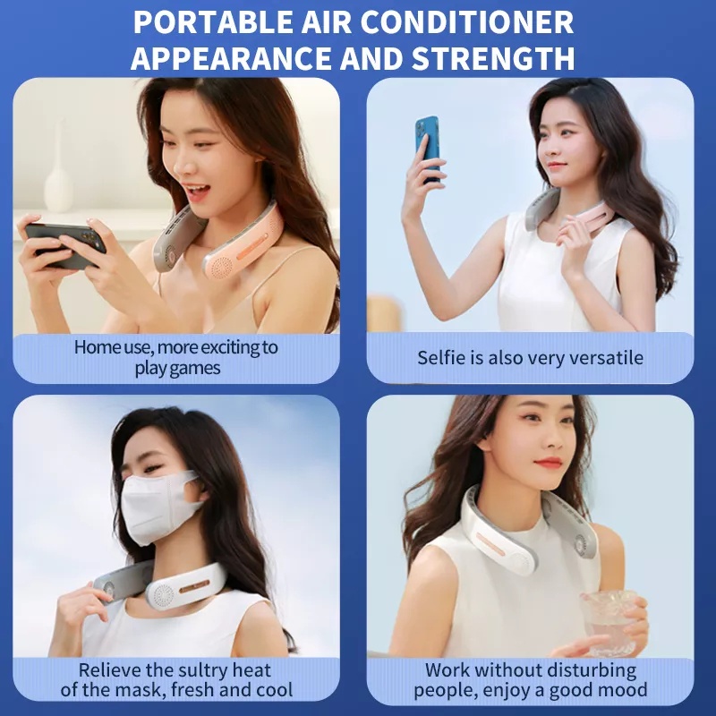 Quạt Làm Mát Mini Sạc usb Đeo Cổ Không Cánh Có Thể Điều Chỉnh kipas angin