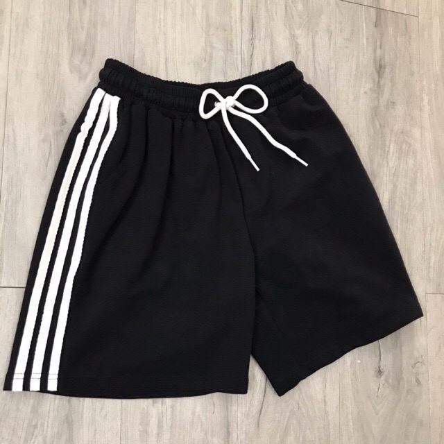 Quần short thun thể thao 3 sọc vải thun dày dặn co giãn thoải mái