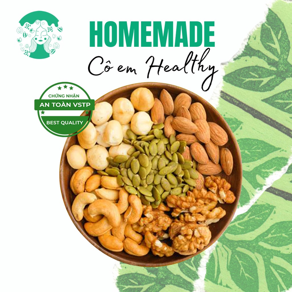 Hạt Dinh Dưỡng Mix HOMEMADE có lợi cho sức khỏe bà bầu, giảm cân, biếu tết (macca, óc chó, bí, điều, hạnh nhân)