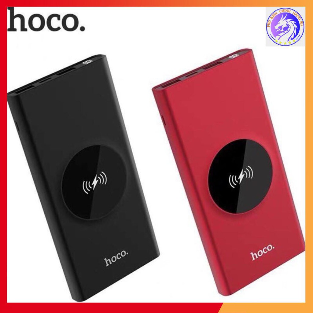 Sạc Dự Phòng Hoco J37 Kiêm Sạc Không Dây- 2 Cổng USB Hỗ Trợ Sạc Nhanh10000MAH Chuẩn QI - BH 12 Tháng Chính Hãng