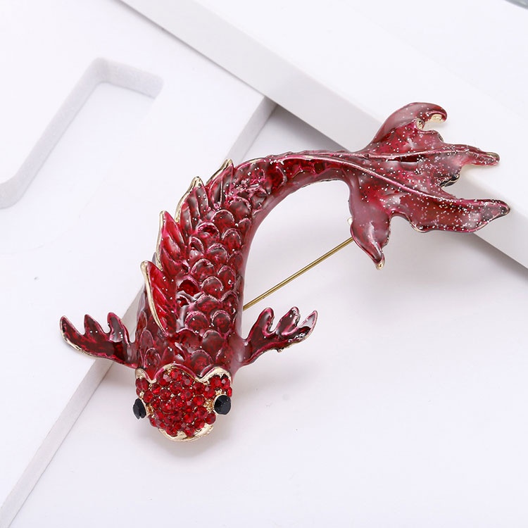 Fish Rhinestone Brooch Pin Jewelry Vintage Banquet Big Brooches for Women Crystal Pins And Brooches Accessories