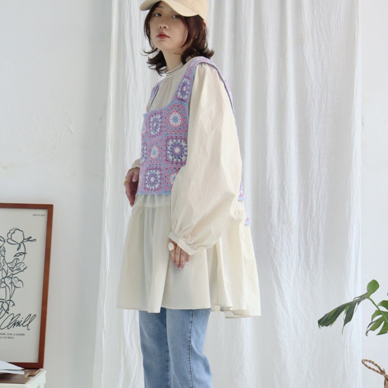 Brroa Áo Tank Top Dệt Kim Không Tay In Họa Tiết Hình Học Màu Sắc Kẹo Ngọt Phong Cách Retro