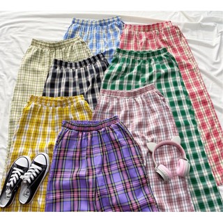 Quần Baggy Nam Nữ Kẻ Caro PLAID Ống Suông Unisex - Kiểu quần baggy nữ vải Plaid kẻ caro dáng suông rộng