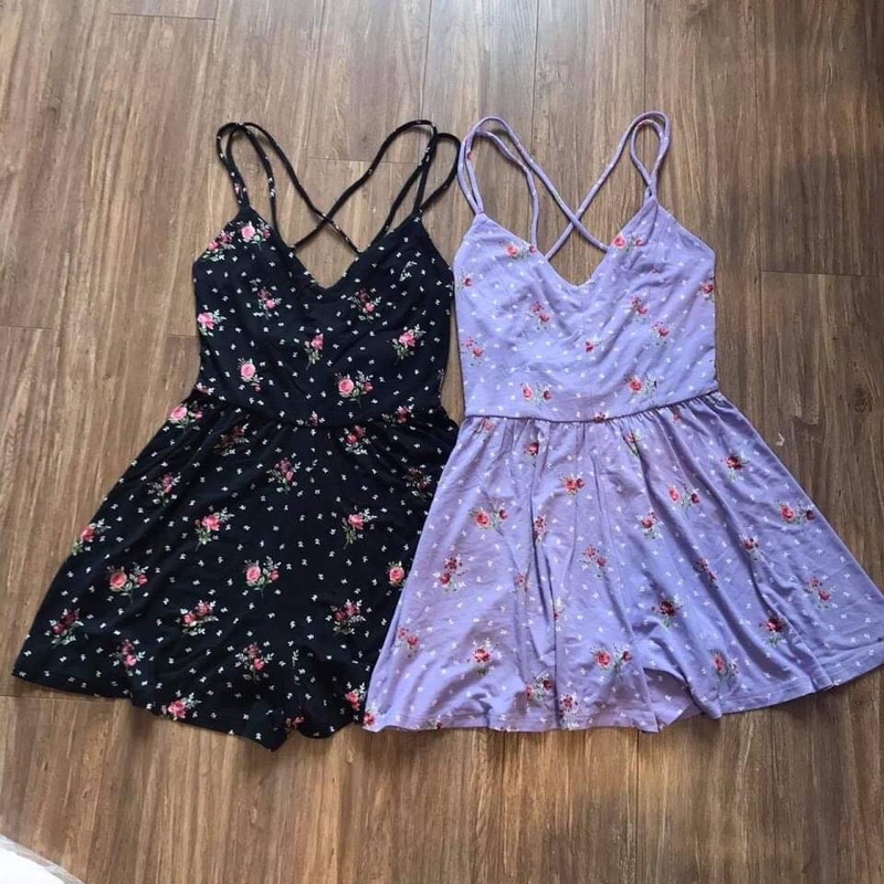 Jumpsuit F21 Forever 21 strappy hoa tím size S VNXK