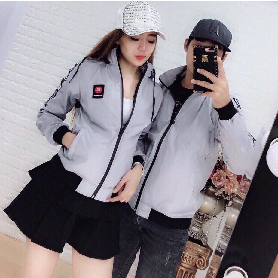 Áo Khoác Dù 2 Lớp Chạy Sọc Tay Nón Rời Có Size Cho Cặp Đôi - New