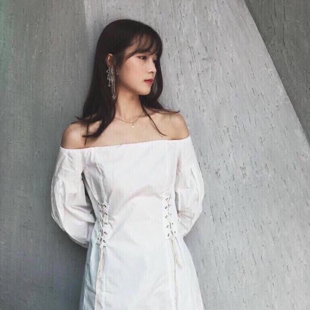 Đầm dự tiệc trễ vai buộc nơ eo duyên dáng / BIG SALE | BigBuy360 - bigbuy360.vn