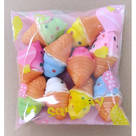 Set 10 đồ chơi nắm bóp Squishy hình cây kem dễ thương