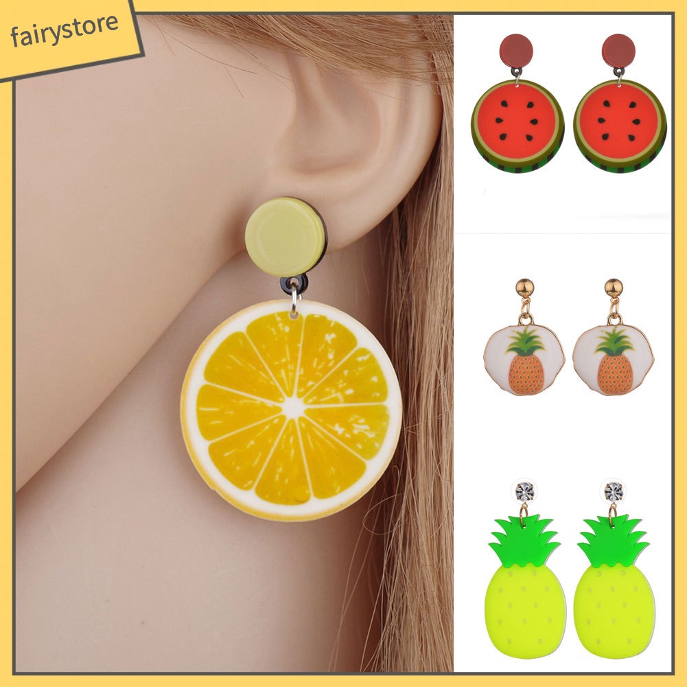 Hoa tai mặt tròn hình trái cây xinh xắn dành cho nữ