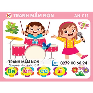 Decal mầm non - GÓC ÂM NHẠC new khổ lớn 127x80