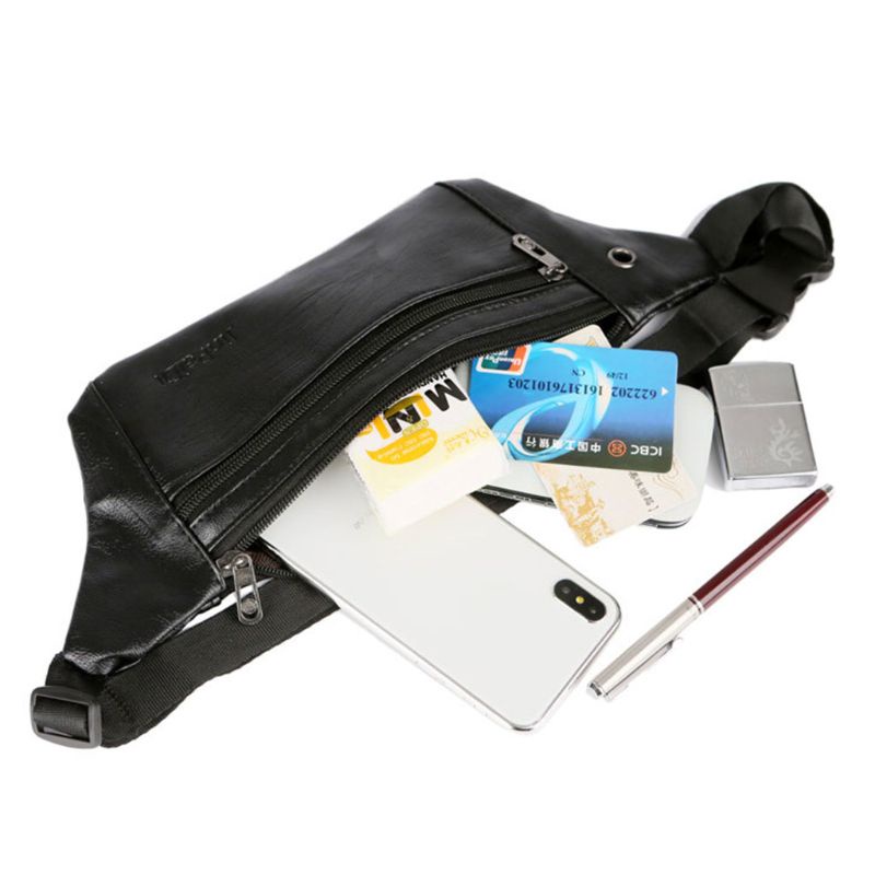 Túi Da PU Đeo Chéo Vai Có Khóa Kéo Thể Thao Dành Cho Nam