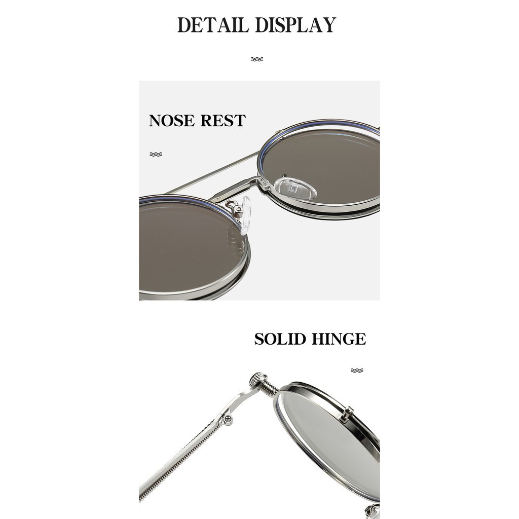 Kính Mát Gọng Kim Loại Tròn Lật Phong Cách Retro Cho Nam Và Nữ | BigBuy360 - bigbuy360.vn