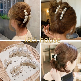 J008 Kẹp Tóc Càng Cua Đính Ngọc Trai Kiểu Hàn Quốc