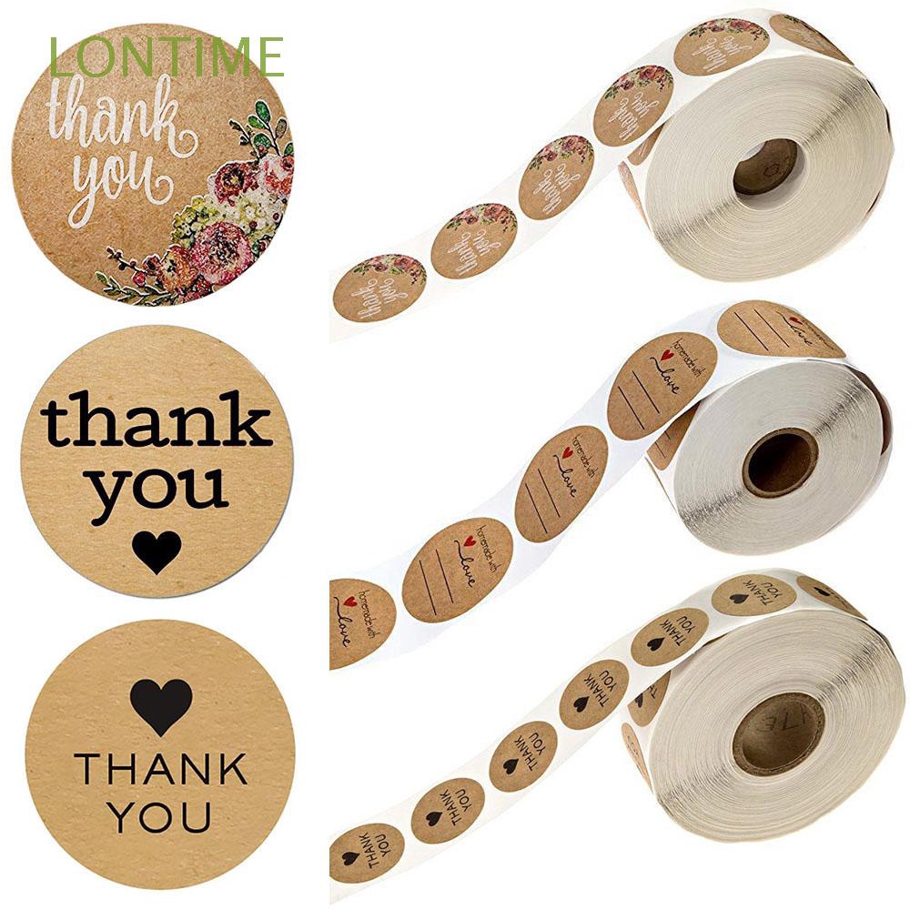 Bộ 500 miếng sticker giấy kraft dán túi đựng bánh kẹo tiệc cưới