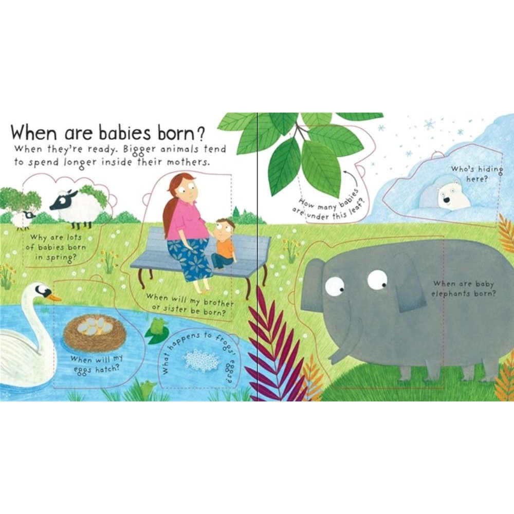Sách Usborne - tương tác lật mở cho bé 6-8 tuổi Lift The FlapFIRST QUESTIONS ANSWERS WHERE DO BABIES COME FROM