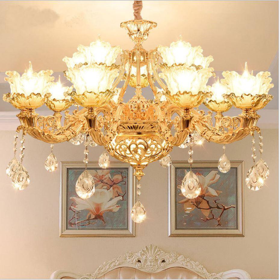 Đèn chùm MONSKY ALISTAR phong cách Châu Âu hiện đại cao cấp loại 15 tay đẹp long lanh - Tặng kèm bóng Led cao cấp