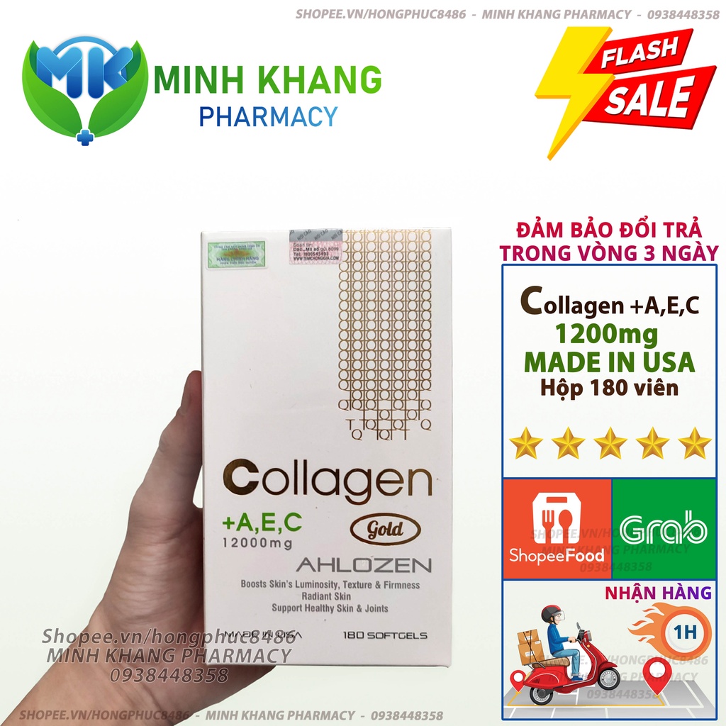 Viên Uống Collagen AEC AHLOZEN Đẹp Da Của Mỹ (12000mg x 180 viên)