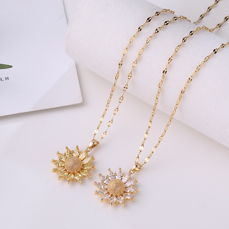 Vòng cổ Mặt Hoa Hướng Dương Đính Đá zircon Thời Trang