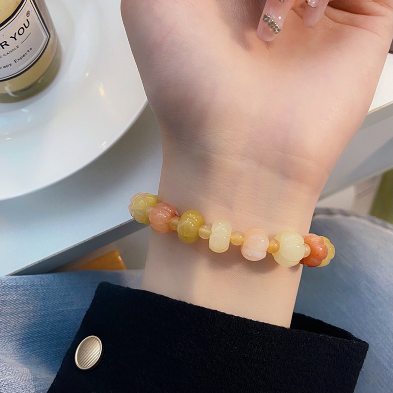 [Hàng Mới] Vòng Tay Hạt Đá Ngọc Bích Nhiều Màu Sắc Phong Cách Dân Tộc