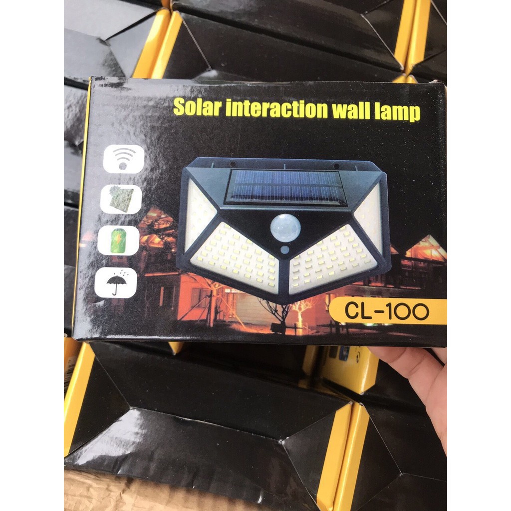 Đèn 100 Led 3 Chế Độ Sạc Bằng Năng Lượng Mặt Trời Cảm Biến Chuyển Động Chống Nước