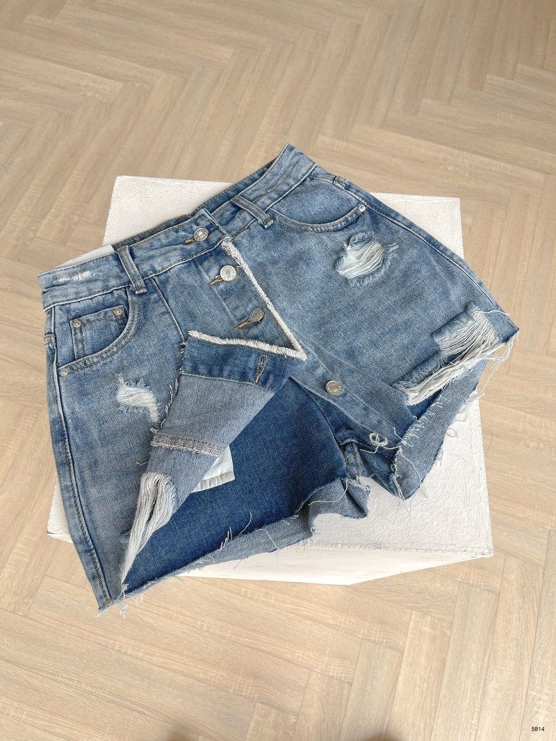 Quần short nữ, quần short denim giả chân váy cúc cài 5814