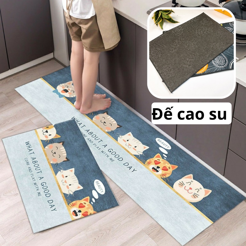 Thảm chùi chân nhà bếp chống trượt có độ thấm hút cao, thảm lót sàn bếp cao cấp