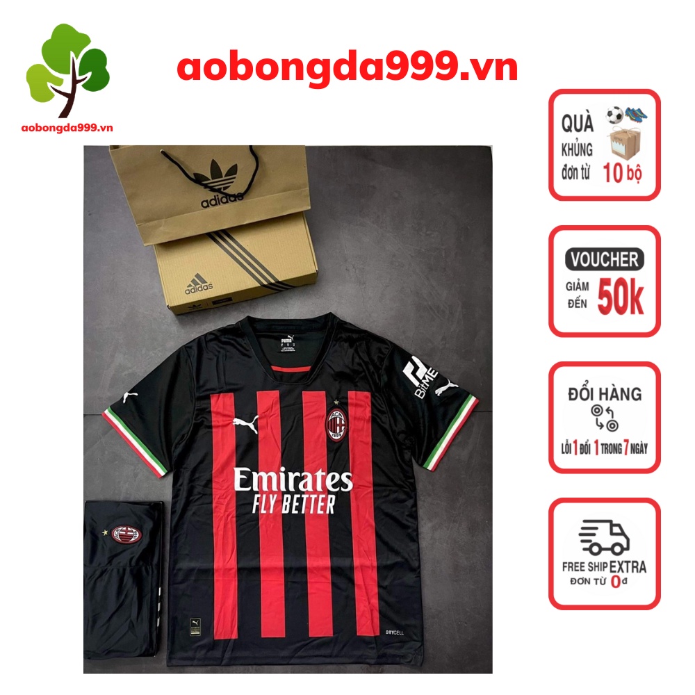 Áo đá bóng đá banh set bộ đồ quần áo thể thao clb AC MILAN - AC 2022-2023