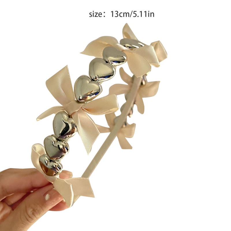 Flgo Băng Đô Cài Tóc Ruy Băng Bằng Kim Loại Hình Trái Tim Ngọt Ngào Cho Nữ