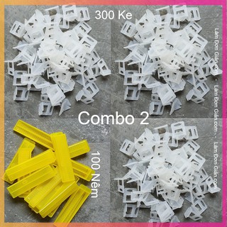 Combo 400 Ke Lát Gạch Gồm 300 Ke Móc Và 100 Nêm Vàng Nhựa PP Zin 100% Loại 1