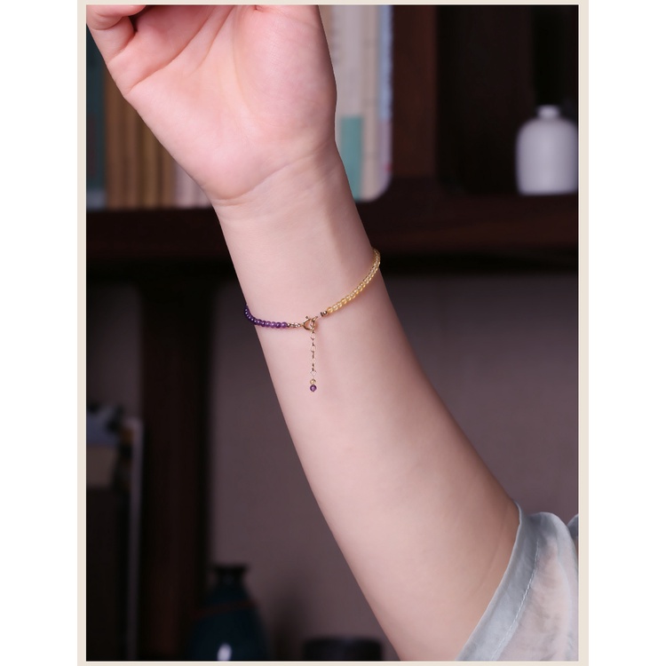 [Hàng Mới] Vòng Tay Đá Thạch Anh Tím Phối Màu Thời Trang Xuân Hè