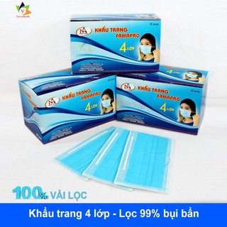 Bộ 10 hộp khẩu trang y tế 4 lớp lọc Nam Anh (Xanh ) Hộp 50 cái