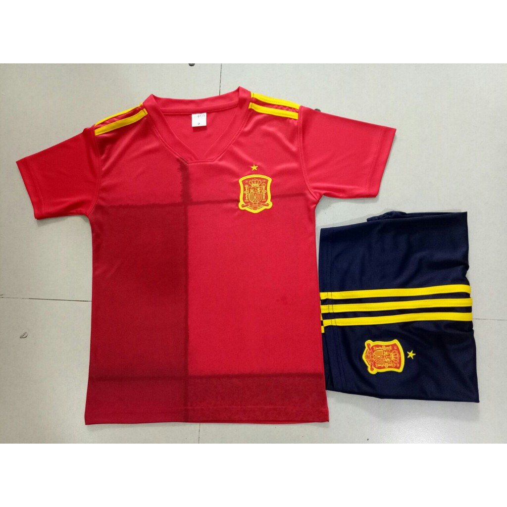Bộ Đồ Đá Banh Đội Tuyển Tây Ban Nha Trẻ em Màu đỏ