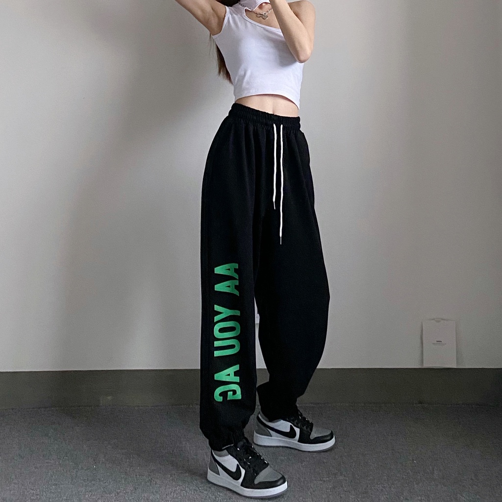 NRVP Quần Thể Thao Nữ Ống Rộng Phong Cách Thời Trang Đường Phố Hàn Quốc Mới