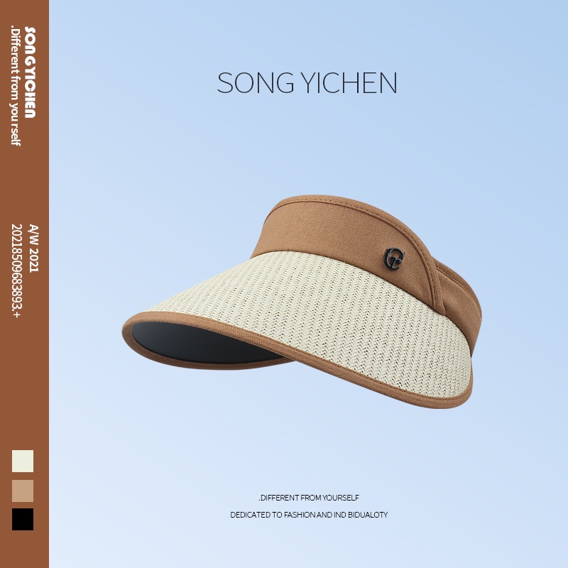 Mũ cói vành rộng hở chóp chống tia uv thời trang mùa hè cho nữ