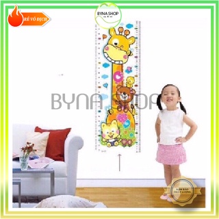 Decal dán tường thước đo chiều cao trẻ em Bé hình con vật