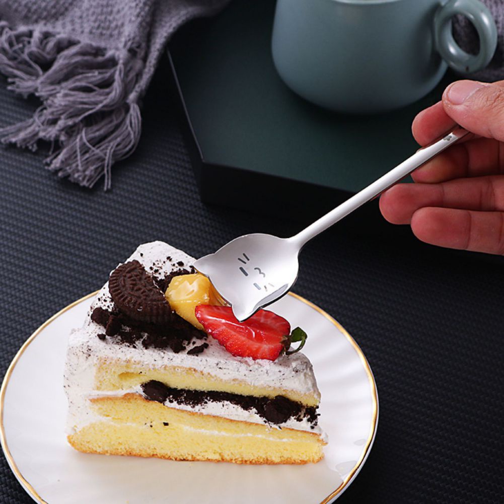 Muỗng Cà Phê Bằng Thép Không Gỉ Tay Cầm Gốm Hình Mèo Dễ Thương