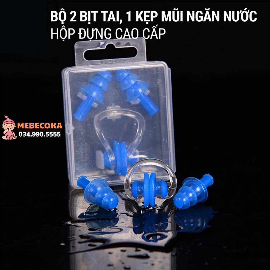 Bịt tai kẹp mũi ngăn nước khi bơi lội, sử dụng cùng kính bơi mũ bơi nón bơi