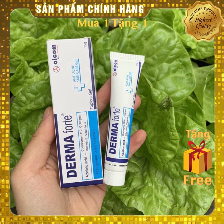 Kem Giảm Mụn Gel Ngừa Thâm Mụn Đầu Đen, Mủ, Tẩy Bã Nhờn Derma Forte 15g - Hàng Chính Hãng