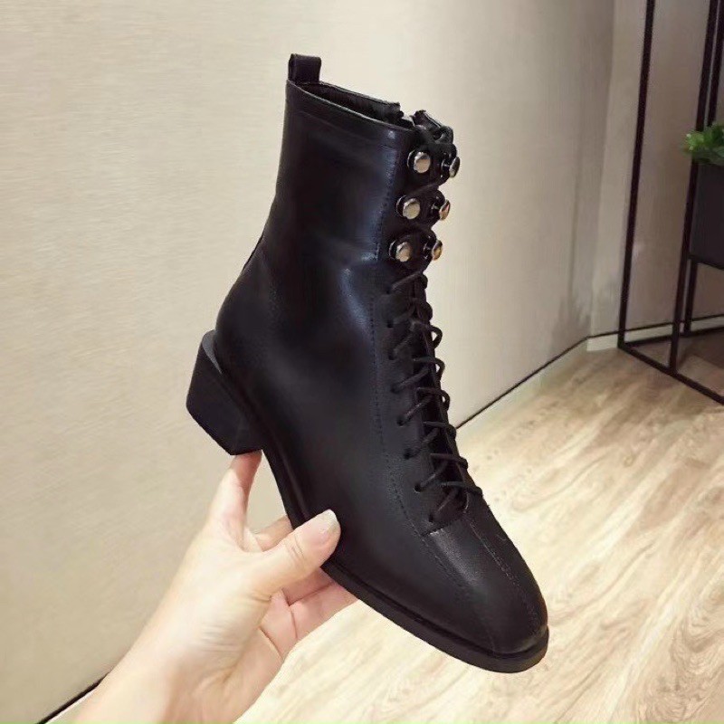 HÀNG FULL BOX CÓ SẴN Boots buộc dây gót vuông 5cm