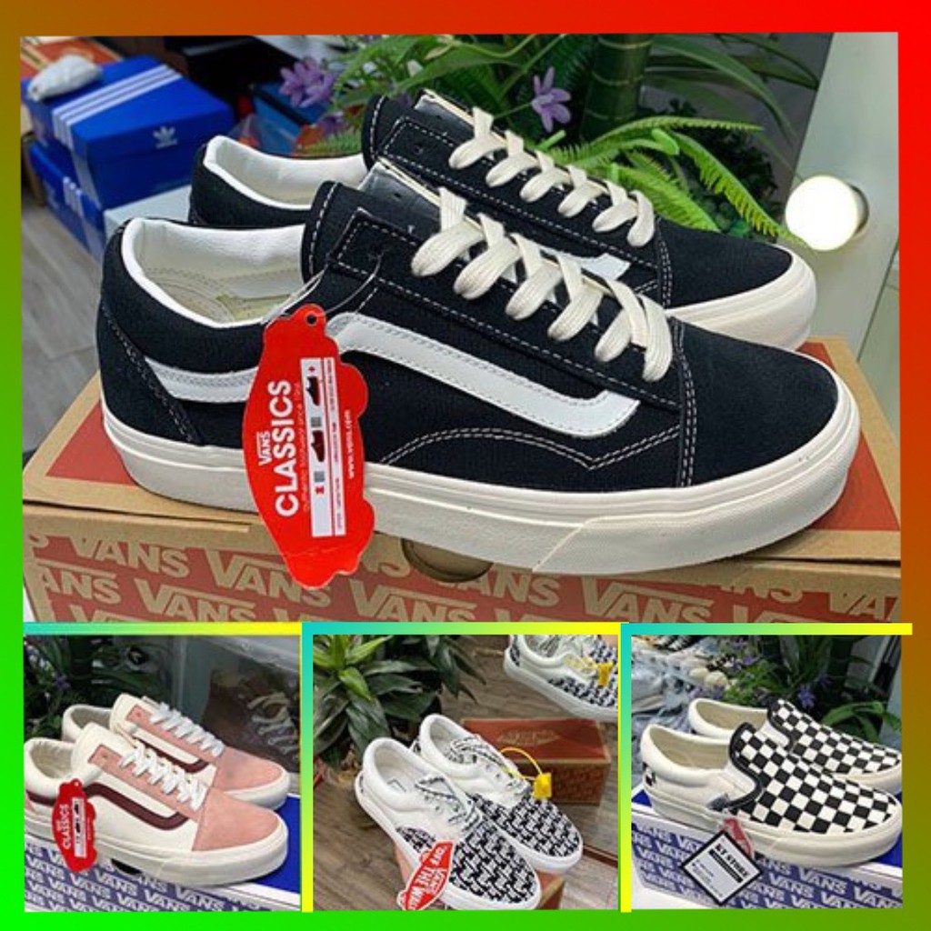 Giày thể thao sneaker Vans Vault nam nữ , vans đen vạch trắng da lộn , các mẫu giày vans cực hót