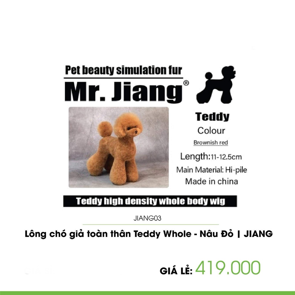 BỘ LÔNG CHÓ GIẢ CHO THỰC HÀNH SPA TEEDY WHOLE- NÂU ĐỎ JIANG