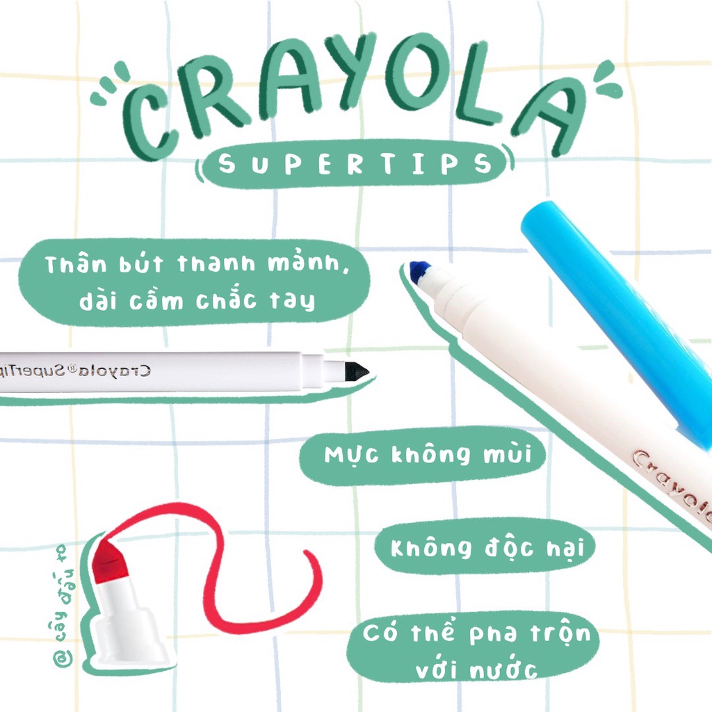 Bút Lông Lẻ 50 Màu Crayola Super Tips Mỹ Cây Đầu To