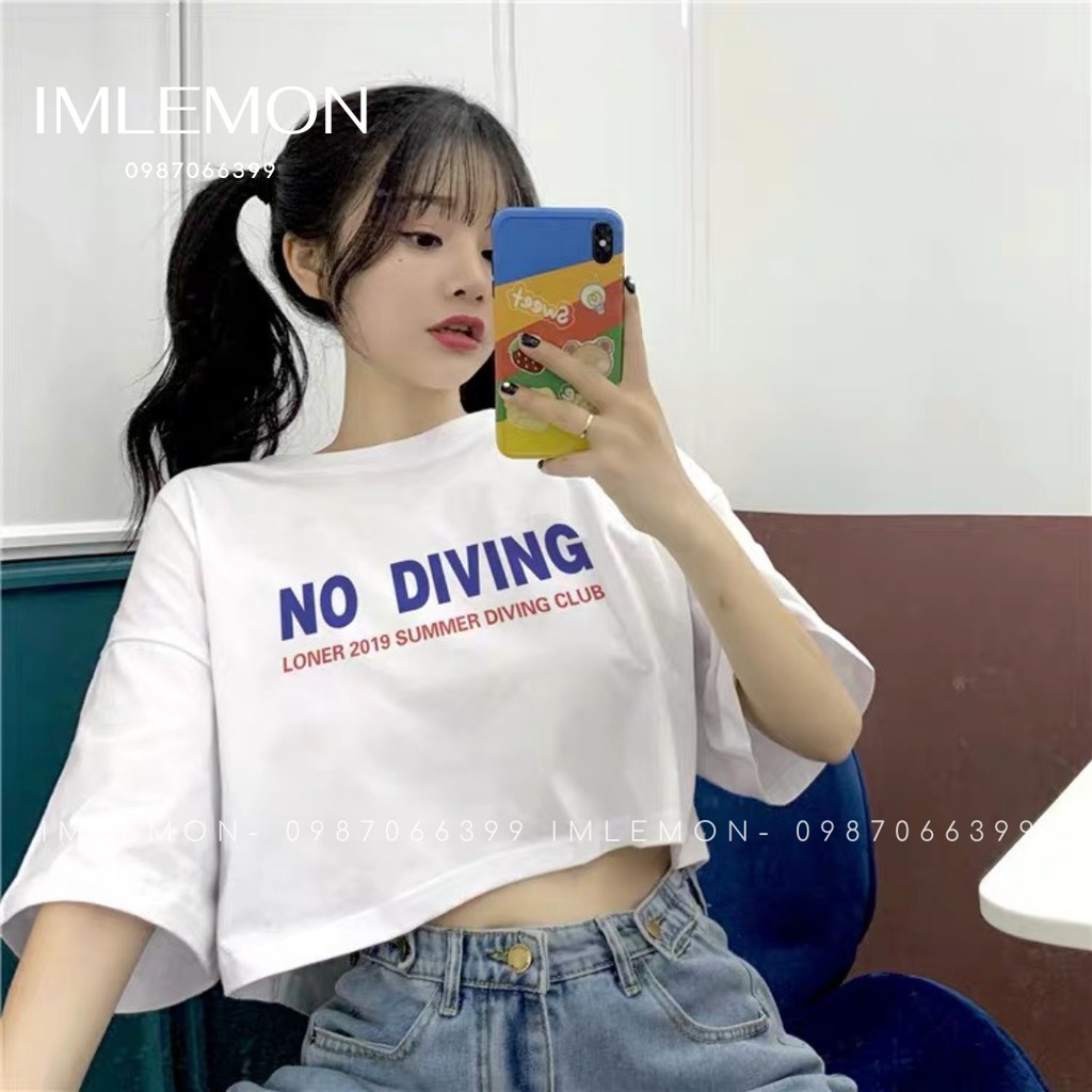 Áo Thun Croptop Nữ In Hình HAPPY BEAR - ON DIVING - IGNITION Siêu Cute - Năng Động