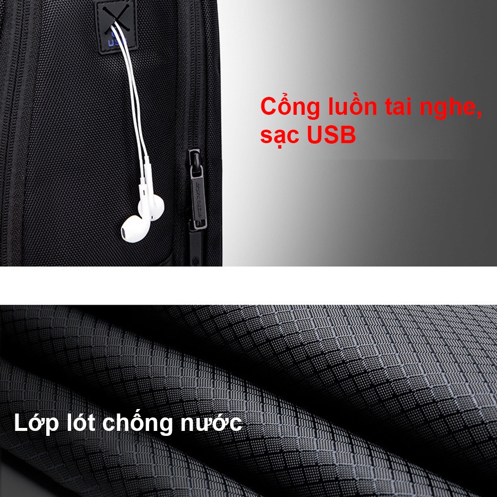 Balo nam công sở Arctic Hunter B00498 đựng laptop chống sốc cao cấp kiểu dáng công nghệ chống nước kèm cổng sạc USB