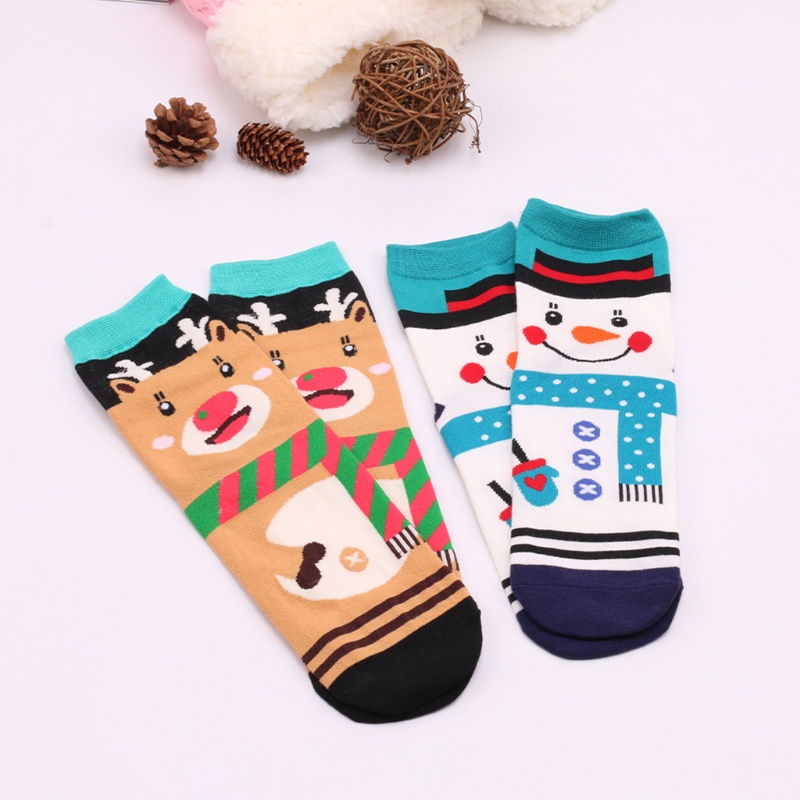 Youyo Đôi Vớ Unisex Họa Tiết Giáng Sinh / Người Tuyết / Tuần Lộc Hoạt Hình