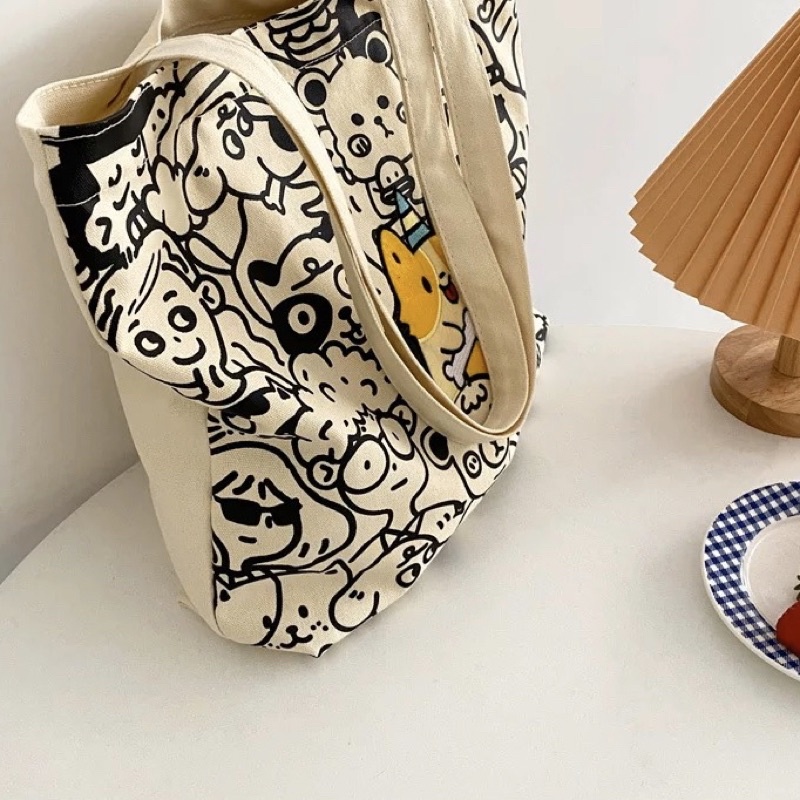 Túi tote túi xách dễ thương kiểu Hàn Quốc hình Corgi cục xương - Ảnh thật shop chụp