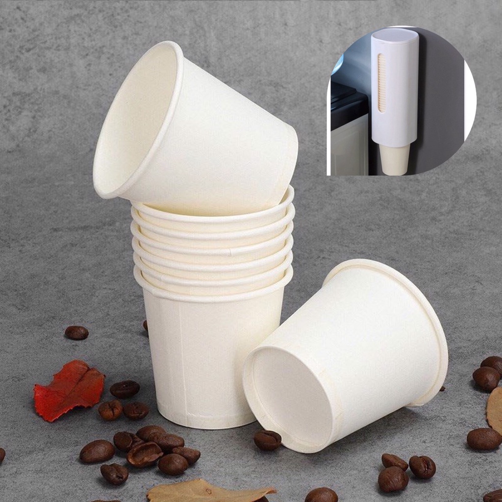 Ly giấy sử dụng 1 lần (set 50 cái), cốc giấy văn phòng, hộp đựng ly giấy treo tường, hộp treo tường đựng cốc giấy